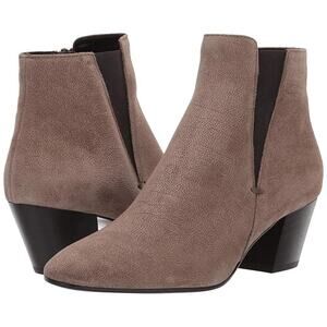 Aquatalia Faylynn Pebble Suede Block Heel Ankle Boots Taupe Women's Size 10